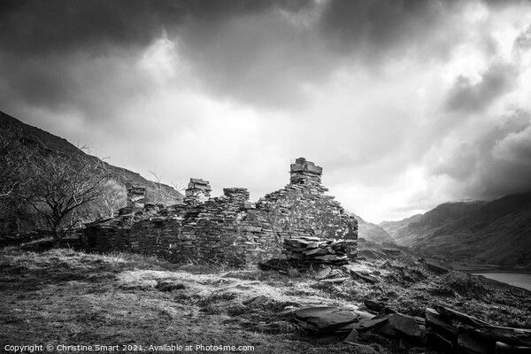 The Quarry Days, Dinorwic Slate Quarry, Snowdonia - North Wales Black and White Picture Board by Christine Smart