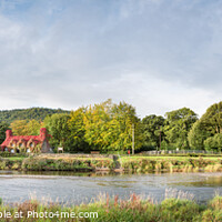 Buy canvas prints of Along the Riverbank - Tu Hwnt I'r Bont, Llanrwst - North Wales Panorama Landscape by Christine Smart