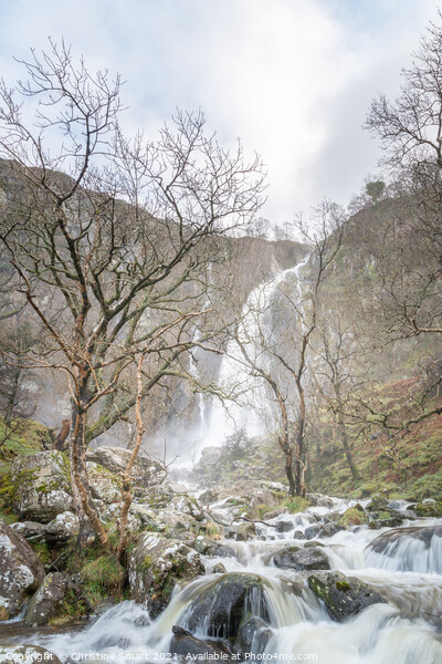 Aber Falls, Waterfall Cascading over Rocks, Landscape Photograph - North Wales Picture Board by Christine Smart