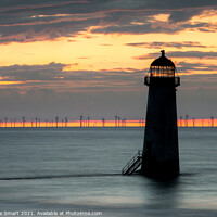 Buy canvas prints of Talacre Lighthouse Silhouette Sunset, Seascape, North Wales Landmark by Christine Smart