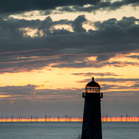 Buy canvas prints of Talacre Lighthouse Silhouette Sunset, Seascape, North Wales Landmark by Christine Smart