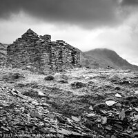 Buy canvas prints of Dinorwic Slate Quarry Landscape, Llanberis - Snowdonia, North Wales Monochrome/Black and White Moody Dark Skies by Christine Smart