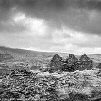 Buy canvas prints of Abandoned Cottage Dinorwic Slate Quarry, Llanberis - Snowdonia National Park, Wales - Monochrome / Black and White Landscape by Christine Smart