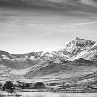 Buy canvas prints of Snowdon Horseshoe - Monochrome Black and White Landscape Panorama Panoramic Pano by Christine Smart