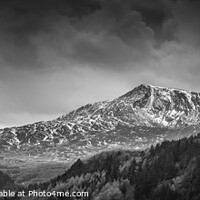 Buy canvas prints of Moel Siabod Mountain Landscape Monochrome/Black and White Panorama North Wales by Christine Smart