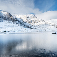 Buy canvas prints of Llyn Idwal Frozen Lake / Winter Scene Snowdonia National Park North Wales by Christine Smart