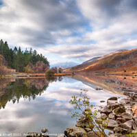 Buy canvas prints of Lake Reflection at Llyn Mymbyr Snowdonia National Park North Wales Autumn Landscape by Christine Smart
