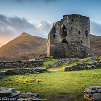 Buy canvas prints of Dolbadarn Castle, Llanberis - Snowdonia, North Wales - Sunrise Landscape Mountains Blue Sky by Christine Smart