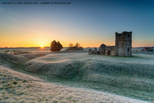 Frosty sunrise over the old church at Knowlton Picture Board by Helen Hotson