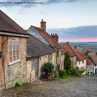 Buy canvas prints of Cottages On A Cobbled Street by Helen Hotson