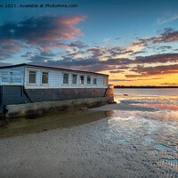 Buy canvas prints of Dramatic sunset over a houseboat in Bramble Bush Bay by Helen Hotson