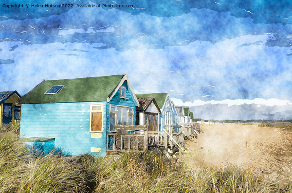 Colourful Beach Huts Picture Board by Helen Hotson