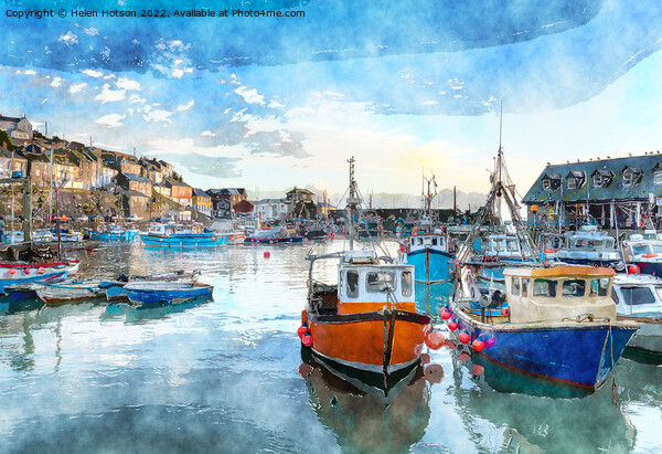 Mevagissey Harbour Picture Board by Helen Hotson
