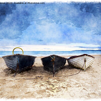 Buy canvas prints of Fishing Boats on Bournemouth Beach by Helen Hotson