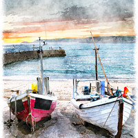Buy canvas prints of Fishing Boats At Sennen Cove by Helen Hotson