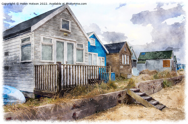 Beach Huts on Mudeford Spit Picture Board by Helen Hotson