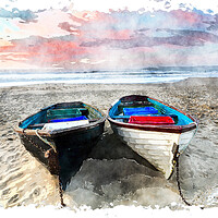 Buy canvas prints of Fishing Boats on the Beach by Helen Hotson