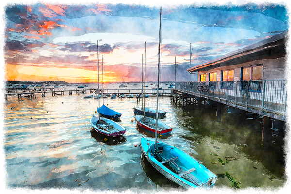 Boats at Sandbanks Picture Board by Helen Hotson