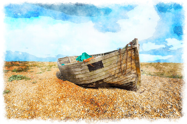 Old Fishing Boat on a Beach Picture Board by Helen Hotson