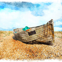 Buy canvas prints of Old Fishing Boat on a Beach by Helen Hotson