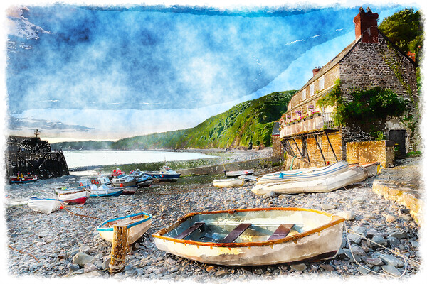 Clovelly Harbour Picture Board by Helen Hotson