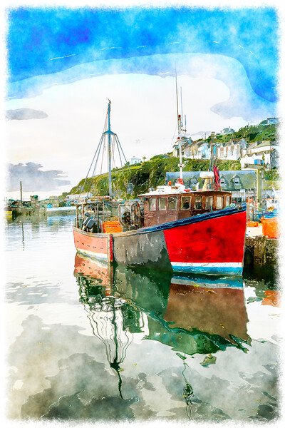 Red Fishing Boat Picture Board by Helen Hotson