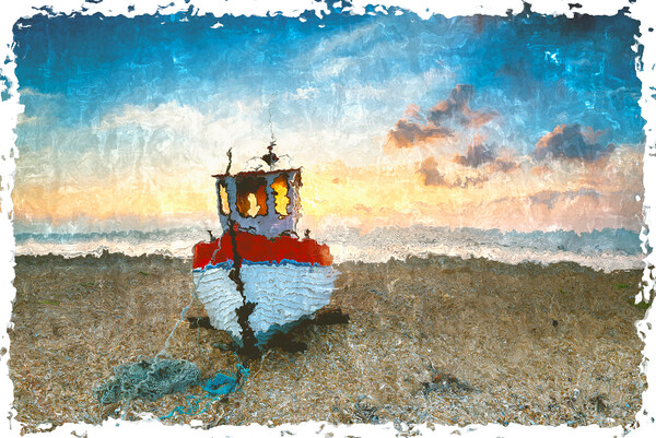 Beautiful Fishing Boat at Sunrise  Picture Board by Helen Hotson