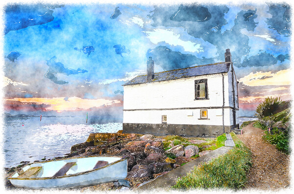 Cottage on the Sea Shore Picture Board by Helen Hotson