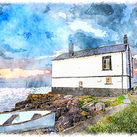 Buy canvas prints of Cottage on the Sea Shore by Helen Hotson