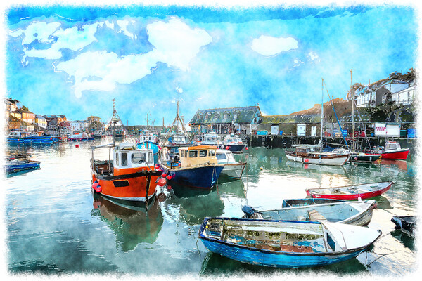 Boats in the Harbour Picture Board by Helen Hotson