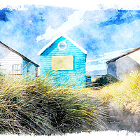 Buy canvas prints of Blue & White Beach Huts by Helen Hotson