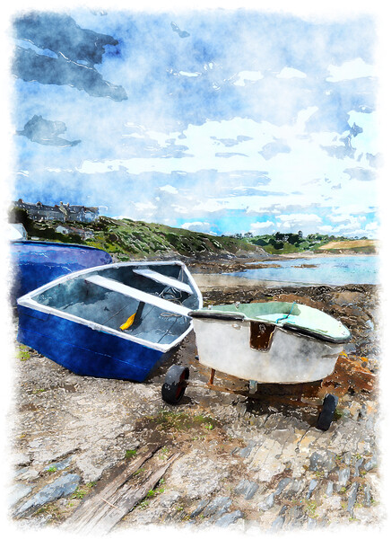 Boats at Portscatho Picture Board by Helen Hotson