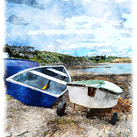 Buy canvas prints of Boats at Portscatho by Helen Hotson