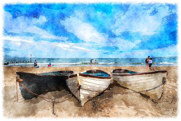 Boats on the Beach Picture Board by Helen Hotson
