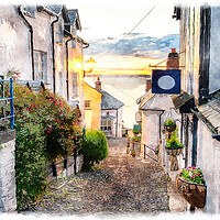 Buy canvas prints of Clovelly Watercolour Painting by Helen Hotson