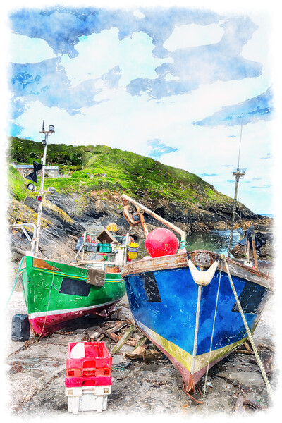 Cornish Fishing Village Picture Board by Helen Hotson