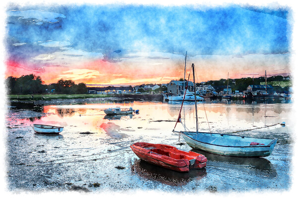 Dusk on the River Tamar Picture Board by Helen Hotson