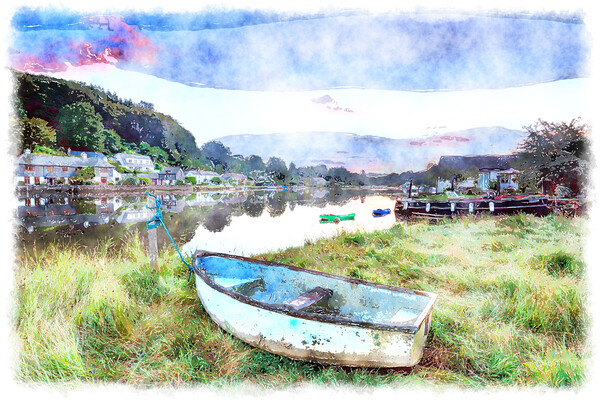 Boats on the River Lerryn Picture Board by Helen Hotson