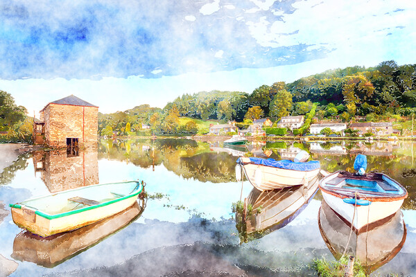 Lerryn River in Cornwall Painting Picture Board by Helen Hotson