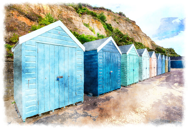 Beach Huts Painting Picture Board by Helen Hotson