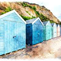 Buy canvas prints of Beach Huts Painting by Helen Hotson