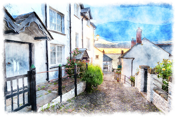 Clovelly Painting Picture Board by Helen Hotson