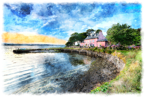 Empacombe Quay in Cornwall Painting Picture Board by Helen Hotson