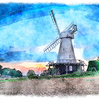 Buy canvas prints of Woodchurch Windmill Painting by Helen Hotson