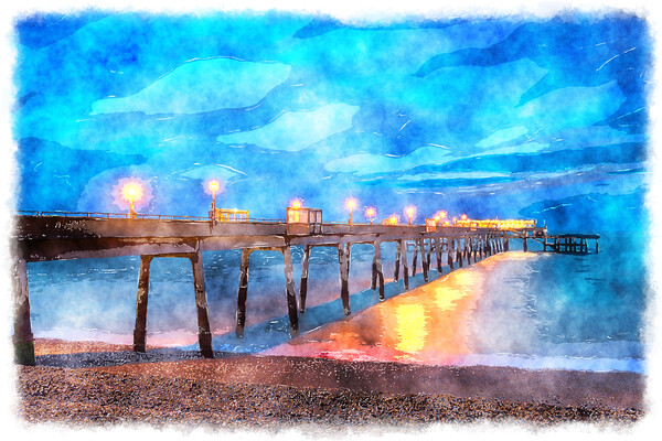 Deal Pier Painting Picture Board by Helen Hotson