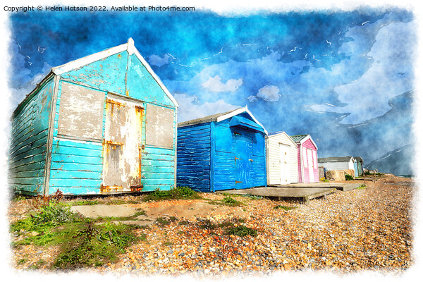 Beach Huts at Hastings Picture Board by Helen Hotson