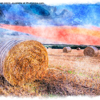 Buy canvas prints of Harvest Sunset Water Colour by Helen Hotson