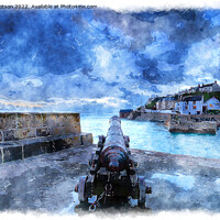 Buy canvas prints of Porthleven Harbour in Cornwall Painting by Helen Hotson