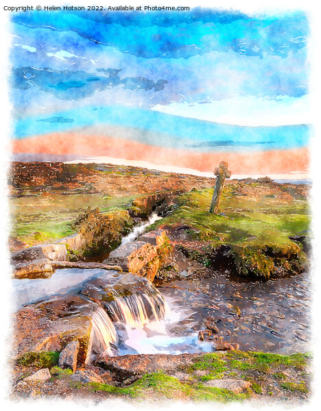 Dartmoor Watercolour Painting Picture Board by Helen Hotson