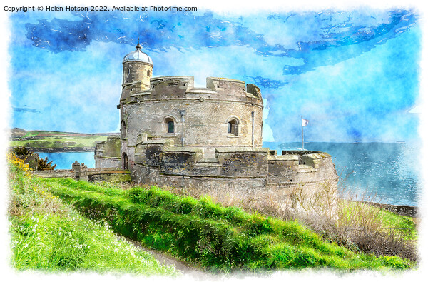 St Mawes Castle Painting Picture Board by Helen Hotson